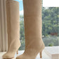 Autumn and Winter New 6cm Slim High Heels Knee High Women's Boots Round Toe Fashionable Women's Long Boots Knight Boots