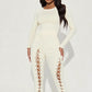Sexy Fall Jumpsuits Women Diy Shirring o-Neck Full Sleeve Midnight Party Club Stretch Activity Fitness Slim Overalls