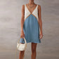 Women Y2k V Neck Short Tank Dress Patchwork Sleeveless Babydoll Mini Dresses Elegant Boho Vacation Sundress