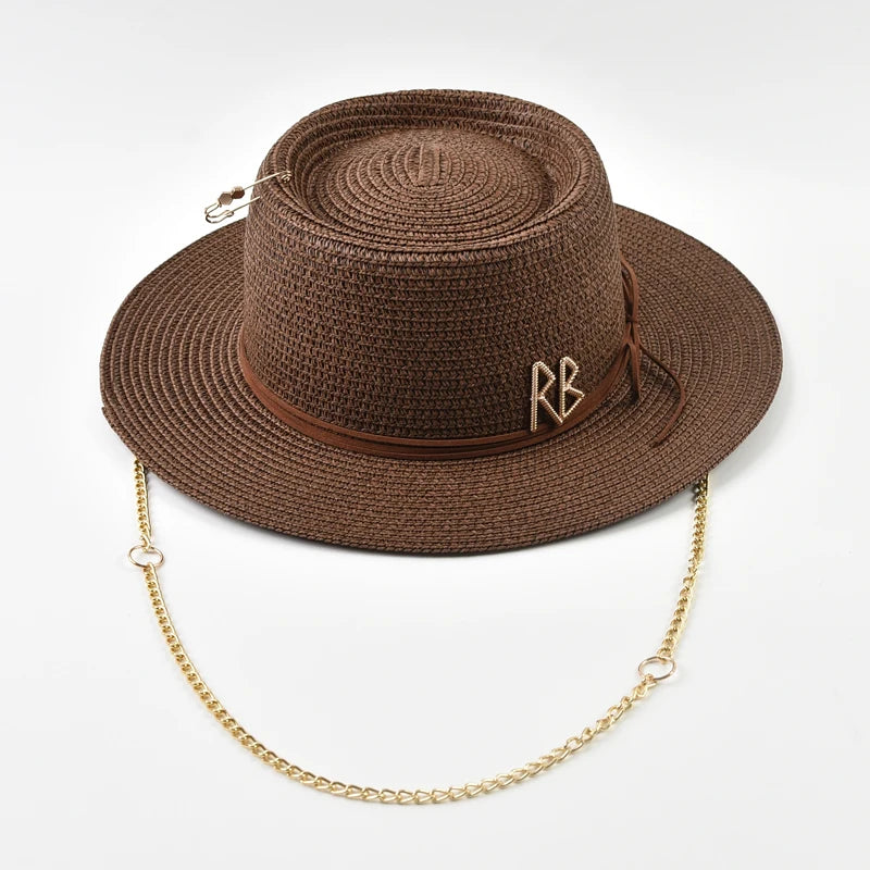 Spring Summer Straw Hats for Women Ribbon Decoration Elegant Ladies Party Dress Hats Travel Beach Sun Hat Chapeau Femme