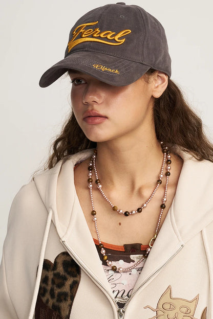 Unisex Grey Baseball Cap with Gold Embroidered Letter, Casual Adjustable Sun Hat for Daily Outdoor Use