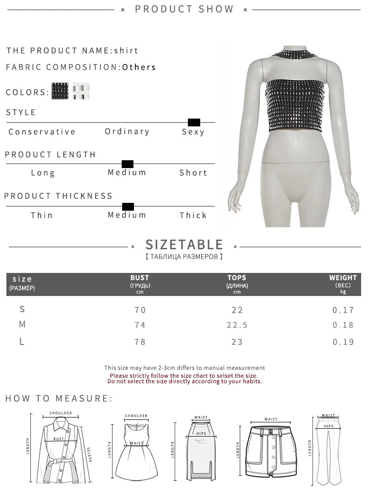 Rhinestone Applique Tank Tops Women Hottie Chic Halter Backless Patchwork Stretch Coquette Midnight Party Clubwear