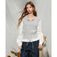 Women's Contrast Patchwork Cardigan with Drawstring Waist, Round Neck Long Sleeve Casual Top for Everyday Wear