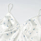 Spaghetti Strap V Neck Backless Split Long Dresses Elegant Satin Floral Dresses for Woman for Party