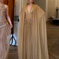Fashion Elegant Maxi Dress Women Folds Mesh Cloak See Through Hem v-Neck Tassel Wedding Party Summer Trend Chic Vestidos