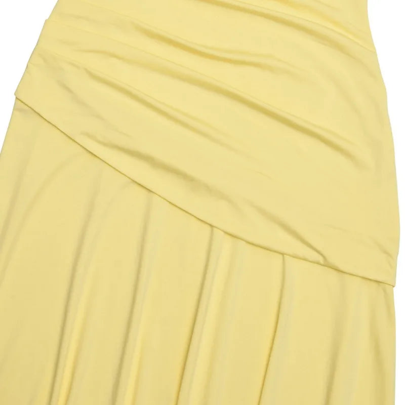 One Shoulder Backless Maxi Dress Brown Yellow Elegant Evening Gown Dresses Woman Wedding Party Attire