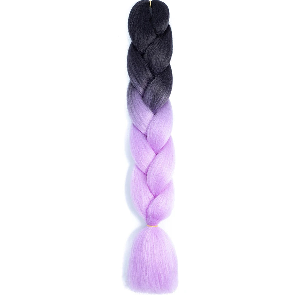 24 Inch Jumbo Box Braids Extensions Synthetic Braiding Hair DIY Hair Braids For Children Pink Purple Yellow Gray