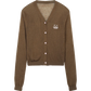 Women's V Neck Crop Knit Cardigan with Cartoon Embroidery, Casual Long Sleeve Knit Top, Sweet Preppy Style Outerwear