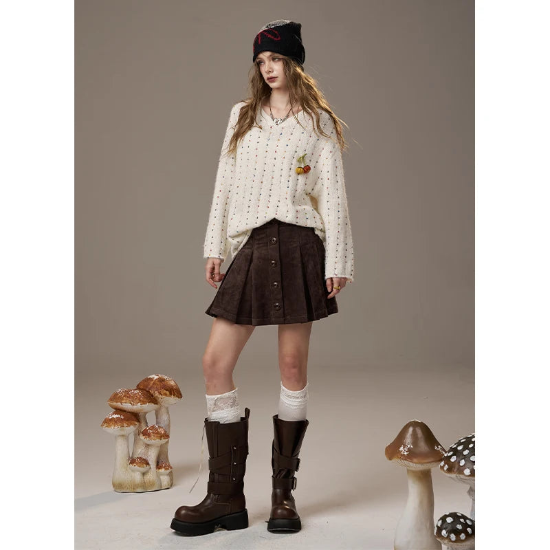 2025 Winter New Arrivals Casual Cute Little Pumpkin Colorful Bead Loose Fit Sweater For Woman