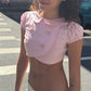 Women's Retro Crop Top with Peter Pan Collar Double Breasted Buttons and Puff Sleeves Y2K Aesthetic Summer Casual Blouse