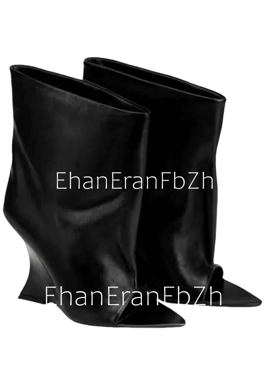 Ladies' Spring/Summer New Fish Mouth Slope High Heel Short Boots with Pointed Toe Exposed Cool Boots, Mid Top Boots