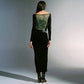 Dragon Print Mesh See Through Black Sexy Long Dresses for Women Y2k 2000s Aesthetic Long Sleeve Bodycon Dress