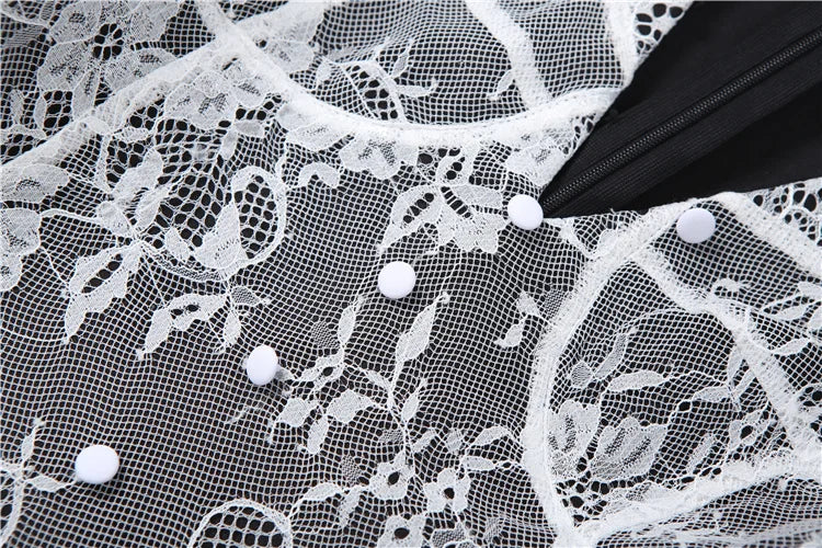 Elegant Lace Patchwork Maxi Dresses Woman Luxury V-Neck Full Sleeve High Splits Hem Midnight Prom Party Hipster Vestidos