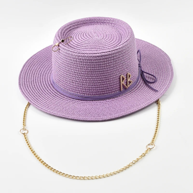 Spring Summer Straw Hats for Women Ribbon Decoration Elegant Ladies Party Dress Hats Travel Beach Sun Hat Chapeau Femme