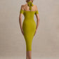 Hollow Out Halter Backless Sexy Midi Dress Women Fashion Off-shoulder Sleeveless Skinny Club Party Long Dress Elegant