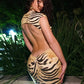 Women Tiger Print Sexy Maxi Dress Elegant Sleeveless Backless Bodycon Long Dress Female Tie Dye Ruched Club Party Dress