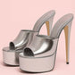 Summer New Women's Thick Bottom, Fine High Heels, Toothed Cool Slippers, Fashion Show, Party, Ultra High Heel Sandals