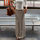 Multi-stripe Print Knit Maxi Skirt 2026 Fall Clothes Drawstring Long Skirts for Woman High Quality