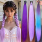 Synthetic Long Straight Ponytail Extensions With Rubber Band DIY Braided Ponytail Purple Hair Accessories for Halloween