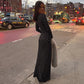 Black Long Sleeve Maxi Dress with White Polka Dot 2026 Fall Dresses for Woman Elegant Clothing