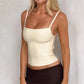 Women Slim Fit Bandage Ribbed Tank Top Square Neck Spaghetti Strap Sleeveless Bodycon Cropped Cami Top Summer Streetwear