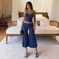 2 Piece Set Lace-trim Camisole Crop Top and Matching Low-rise Wide-leg Pants Lounge Wear Woman Summer Outfits