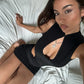 Butterfly Hollow Backless Mini Dress Sexy Black Bodycon Dresses Woman Clothes Y2k Club Outfits