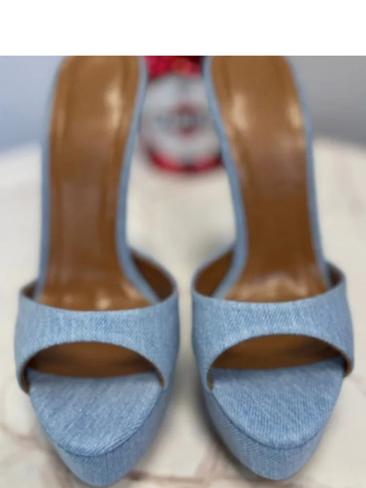 2026 Summer Women's Pointed Toe Open Toe Stiletto Cool Slippers Fashion Women's Wedding Dance Shoes