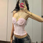 Folds Sexy Strapless Tops Y2K Patchwork See Through Skinny Summer Trend Backless Wild Basic Street Vacation Chic Vest