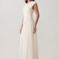 Women V Neck Cap Sleeve Maxi Dress Wrap Ruched Waist Draped Flowy Long Dress Wedding Guest Evening Party Formal Gown