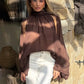 Women Chiffon Crop Top Halter Neck Cut Out Shoulder Lantern Long Sleeve Blouse Casual Summer Beach Vacation Party Shirt