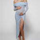 Women's Bodycon Maternity Dress Off Shoulder Long Sleeve Solid Color Mesh See Through Pregnancy Dress High Split Dress