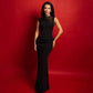 Sheer Mesh Patchwork Fishtail Maxi Dress Pink Black Party Dresses Woman Elegant Luxury Ball Gowns
