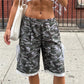 Women Bermuda Shorts Camo Plaid Print Elastic Waist Lace Trim Bow Decor Loose Baggy Knee Length Casual Street Shorts