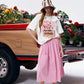 Women's Oversized Drop Shoulder T-Shirt, Graffiti Cake Print Double Gauze Tee, Casual Versatile Summer Short Sleeve Top