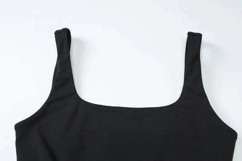 Elegant Square Collar Sleeveless A-line Long Dresses for Woman Summer Solid Color Dressy Dresses