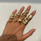 14Pcs/Set Creative Smooth Open Rings for Women 2025 New Fashion Goth Gold Color Adjustable Finger Rings Daily Jewelry
