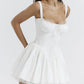 Women Summer Flowy Dress Sleeveless Square Neck Tie-up Front Short Tank Dress Casual A-line Dress Y2K Streetwear