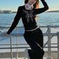 Butterfly Print 2-Piece Set Women Zip Hooded Full Sleeve Crop Tops+Drawstring Elastic Waist Pants Autumn Trend Suits
