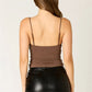 Shell Beads Embellished Cami Top Women Spaghetti Strap Cowl Neck Keyhole Cutout Slim Fit Y2K Camisole for Daily Wear