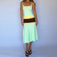 2 Pcs Woman Outfit Colorblock Camisole Top and Midi Skirt Matching Sets