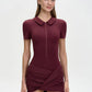 Short Sleeve Zipper Sports Playsuits Women Rompers Summer Casual Draped Ruched Slim Fit Fitness Playsuit Female 2026
