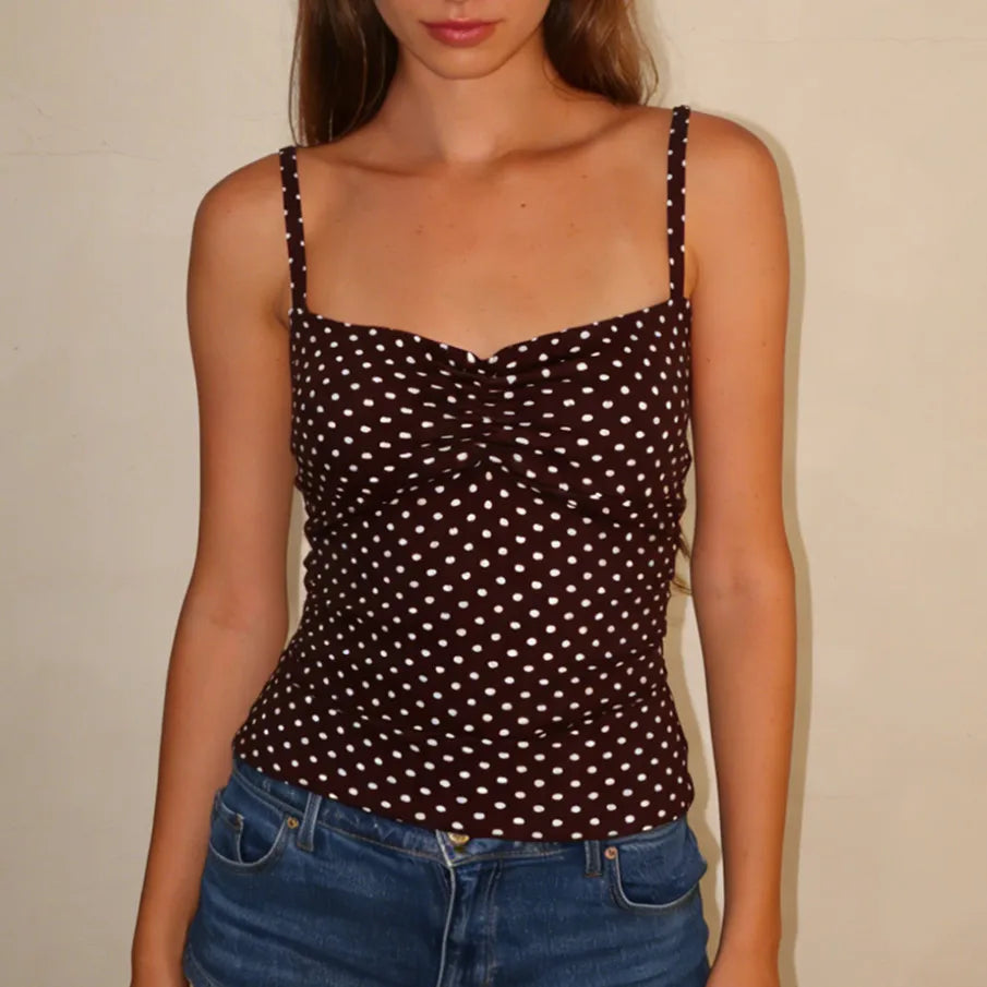 Cute Stripe Camisole Top Summer Women Sweetheart Neck Spaghetti Strap Slim Low Back Crop Top Y2K Aesthetic Streetwear