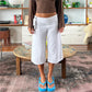 Women Y2K Low Waist Lace‑Up Linen Blend Culottes Solid Cropped Wide Leg Capri Pants With Pockets Casual Bottoms