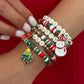 6 Pcs Y2K Snowman Deer Christmas Tree Pendant Polymer Clay Bracelet Women New Year Bangles Xmas Party Jewelry Gifts