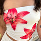 Flower Print Tube Tops Strapless Backless Crop Top Sexy Beach Vacation Woman Clothes Trends Summer