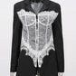 Patchwork Long Sleeve Sexy Blazer Women Elegant Fashion Deep V Neck Embroidery Single-breasted Blazers Coat Female
