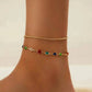 Y2K Boho Colorful Crystal Chain Anklet for Women Summer Beach Trendy Exquisite Barefoot Ankle Bracelet Leg Jewelry Gift