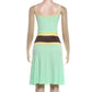 2 Pcs Woman Outfit Colorblock Camisole Top and Midi Skirt Matching Sets