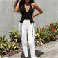 Cross Bandage Decoration Tank Tops Woman Summer Trend Halter Low-Neck Backless Irregular Shape Sexy Fashion Vests